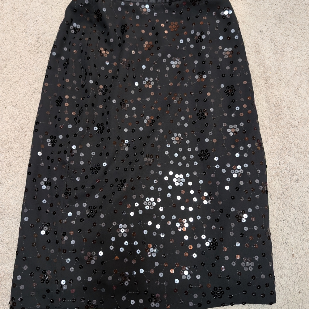 Ann Taylor Black Sequin Midi Skirt